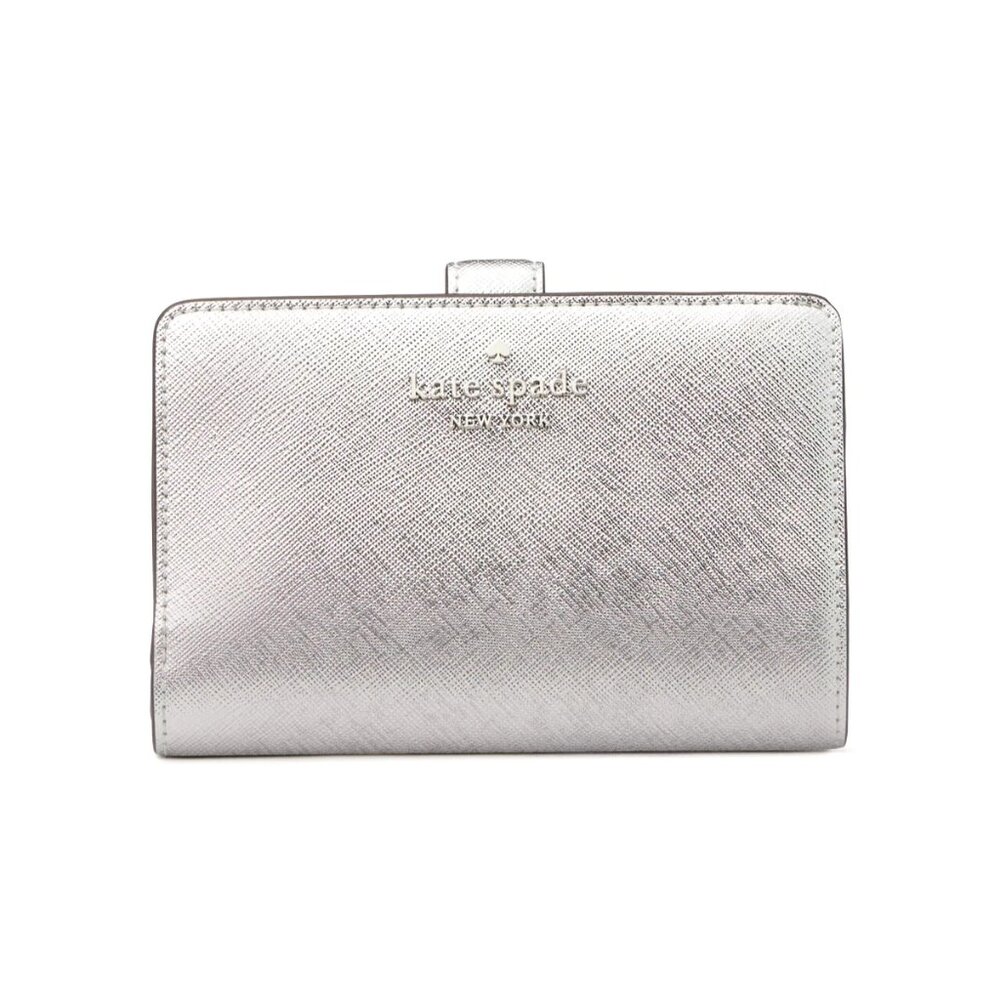 New Kate Spade Madison Metallic Medium Compact Bifold Wallet Lunar Light